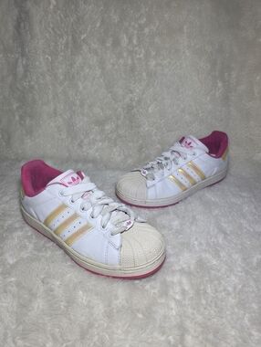 Vtg 2007 Adidas Originals Superstar Shell Toe Iridescent Gold Pink US Womens 7